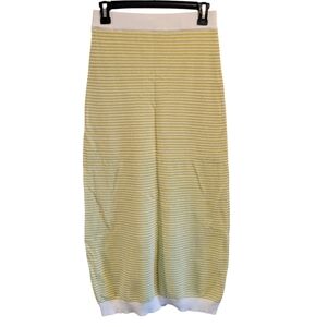 Florencia Green White Striped Crochet Midi Skirt